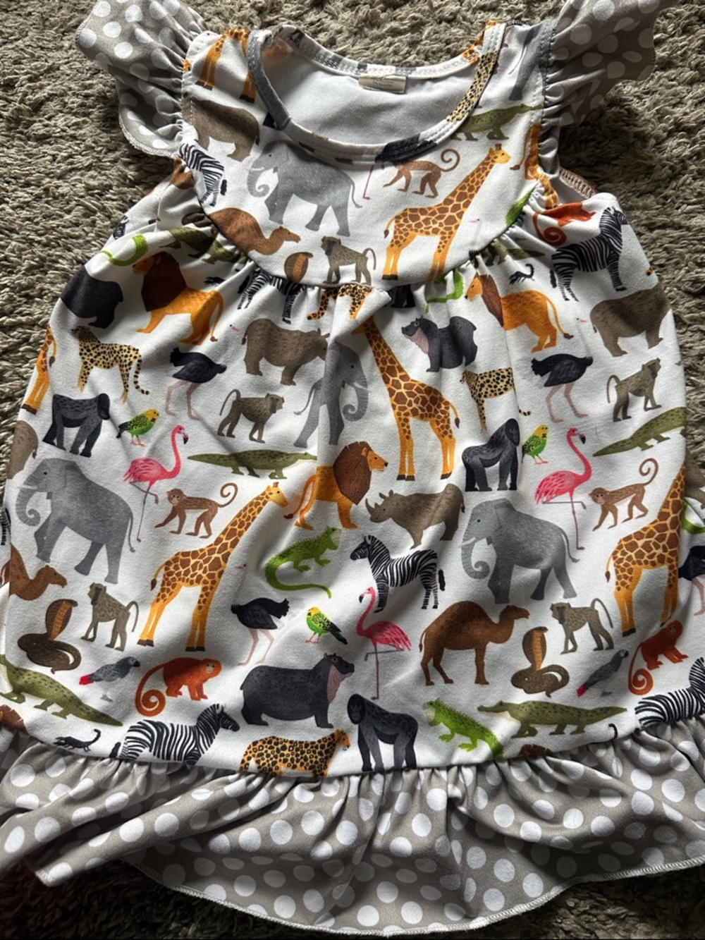 Kids Animal Print Ruffle Dress - Multi Color